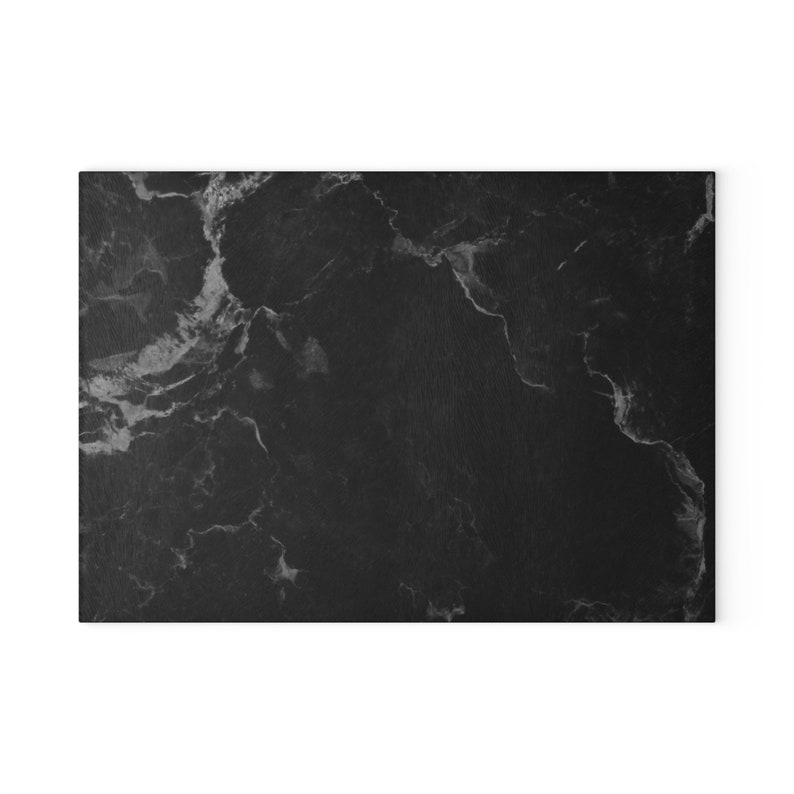 Black Marble Glass Cutting Board Elegant Kitchen Decor Stylish Serving