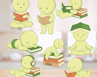 Smiski Stickers Bookish Edition – Kawaii Characters, Planner & Scrapbook Stickers
