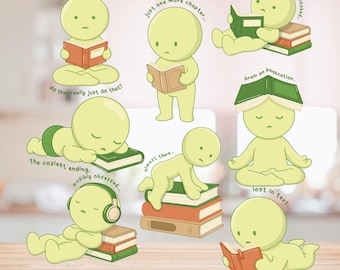 Smiski Stickers Bookish Edition – Kawaii Characters, Planner & Scrapbook Stickers