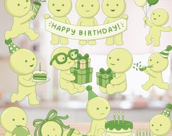 Smiski Bundle Stickers Birthday Edition – Kawaii Characters, Planner & Scrapbook Stickers