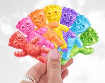 Glitter Sugar Candy Bear Sticker | Colorful Gummy Effect, Vinyl Decal