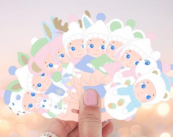 Sonny Angel Inspired Christmas Edition Stickers | Kawaii Waterproof Vinyl Decals