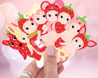 Sonny Angel Strawberry Inspired Edition Stickers | Kawaii Waterproof Vinyl Decals