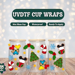 Christmas Disney UV DTF Wrap | 16oz Libbey Glass Cup