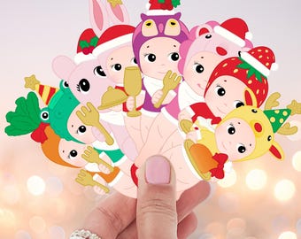 Sonny Angel Inspired Christmas Dinner Edition Stickers | Kawaii Waterproof Vinyl Decals
