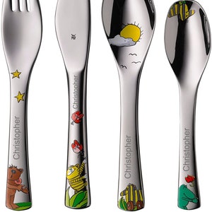 WMF Set 4-teilig Janosch, Taufgeschenke, Geschenke zur Taufe, Namensgravur, Kinderbesteck mit Gravur Namen 4-teilig, Edelstahl Bild 2