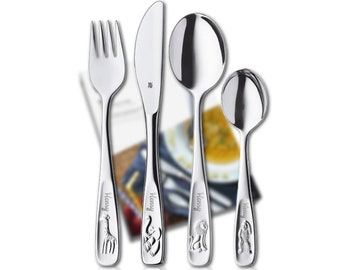 Kinderbesteck personalisiert mit Gravur 4-teilig, WMF ab 3 Jahre, Taufgeschenke, Geschenke zur Taufe, Kinderbesteck mit Namensgravur