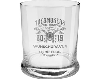 Whisky Gläser mit Gravur I Originelle Geschenkidee I Whiskey Glas mit Namen I Whiskeyglas personalisiert - Whiskeyglas mit Gravur Motorrad