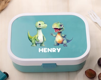 Personalisierte Brotdose Kinder - Lunchbox Kinder mit Trennwand, Kindergarten, Schule - Schulanfang - Brotdose mit Namen und Dino Motiv