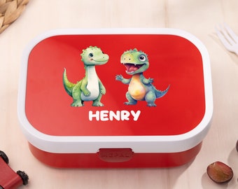 Personalisierte Brotdose Kinder - Lunchbox Kinder mit Trennwand, Kindergarten, Schule - Schulanfang - Brotdose mit Namen und Dino Motiv