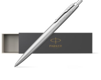 Parker Jotter Kugelschreiber mit Gravur - Geschenk zum Bestehen der Prüfung - blaue Schrift - tolles individuelles Geschenk namens Silber