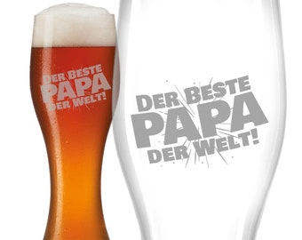 Weizenglas mit Gravur für Männer - Vatertagsgeschenk personalisiert - Perfektes Geschenk für Bierliebhaber von Leonardo - bester Papa