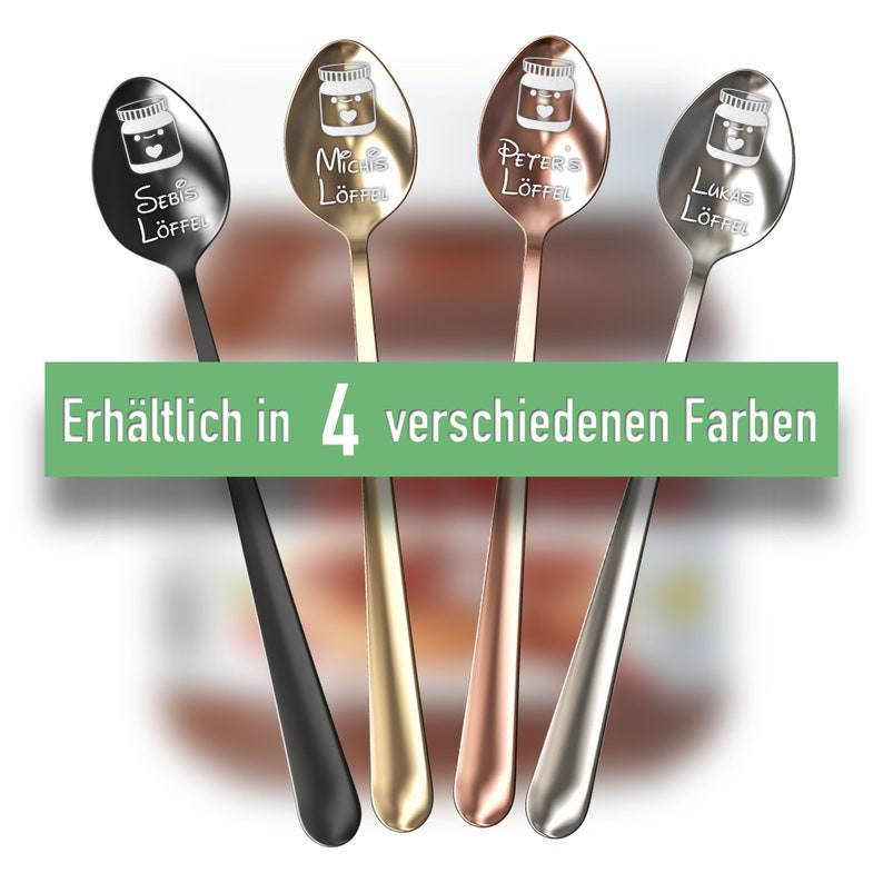 Löffel mit Namensgravur personalisierte Geschenke für Männer und Frauen Geschenk mit Gravur langer Löffel für Schokocreme Silber Bild 4