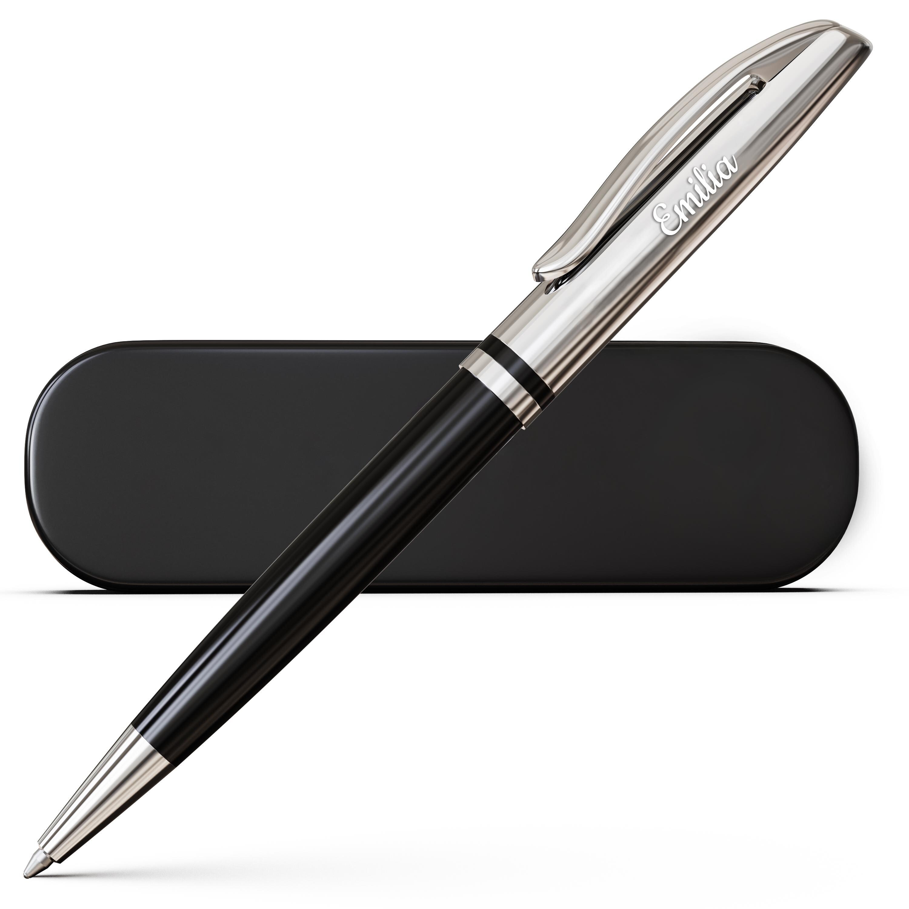 Personalisierbarer Parker Kugelschreiber IM Schwarz – Mit Gravur, 13,5 X 1,5 Cm, Blaue Tinte