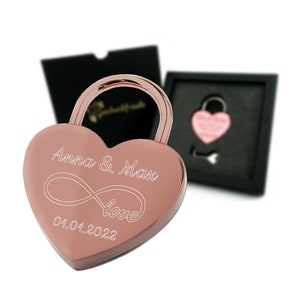 Liebesschloss mit Gravur Diamat Gravur wetterfest - personalisierte Geschenke zum Valentinstag - Valentinstag Geschenke für Männer -rosé