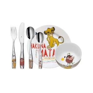 WMF Set König der Löwen, Taufgeschenke, Geschenke zur Taufe, Namensgravur, Kinderbesteck mit Gravur Namen 6-teilig, Edelstahl Disney Deko Bild 1