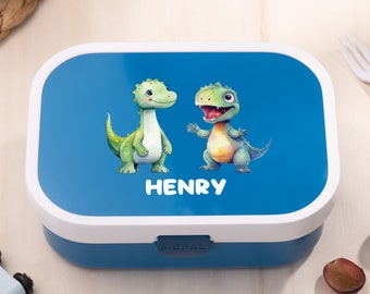 Personalisierte Brotdose Kinder - Lunchbox Kinder mit Trennwand, Kindergarten, Schule - Schulanfang - Brotdose mit Namen und Dino Motiv