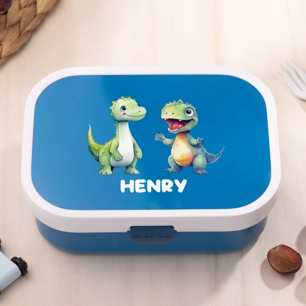 Personalisierte Brotdose Kinder - Lunchbox Kinder mit Trennwand, Kindergarten, Schule - Schulanfang - Brotdose mit Namen und Dino Motiv