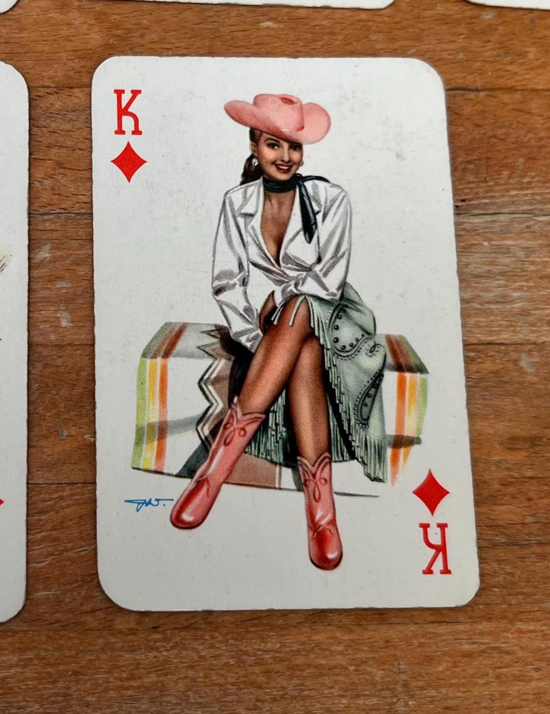 Vintage 1950s Darling Glamour Girl Pin-up Illustrated Playing