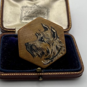 Vintage 1960s Scottish Terrier Scottie dog hand painted brooch