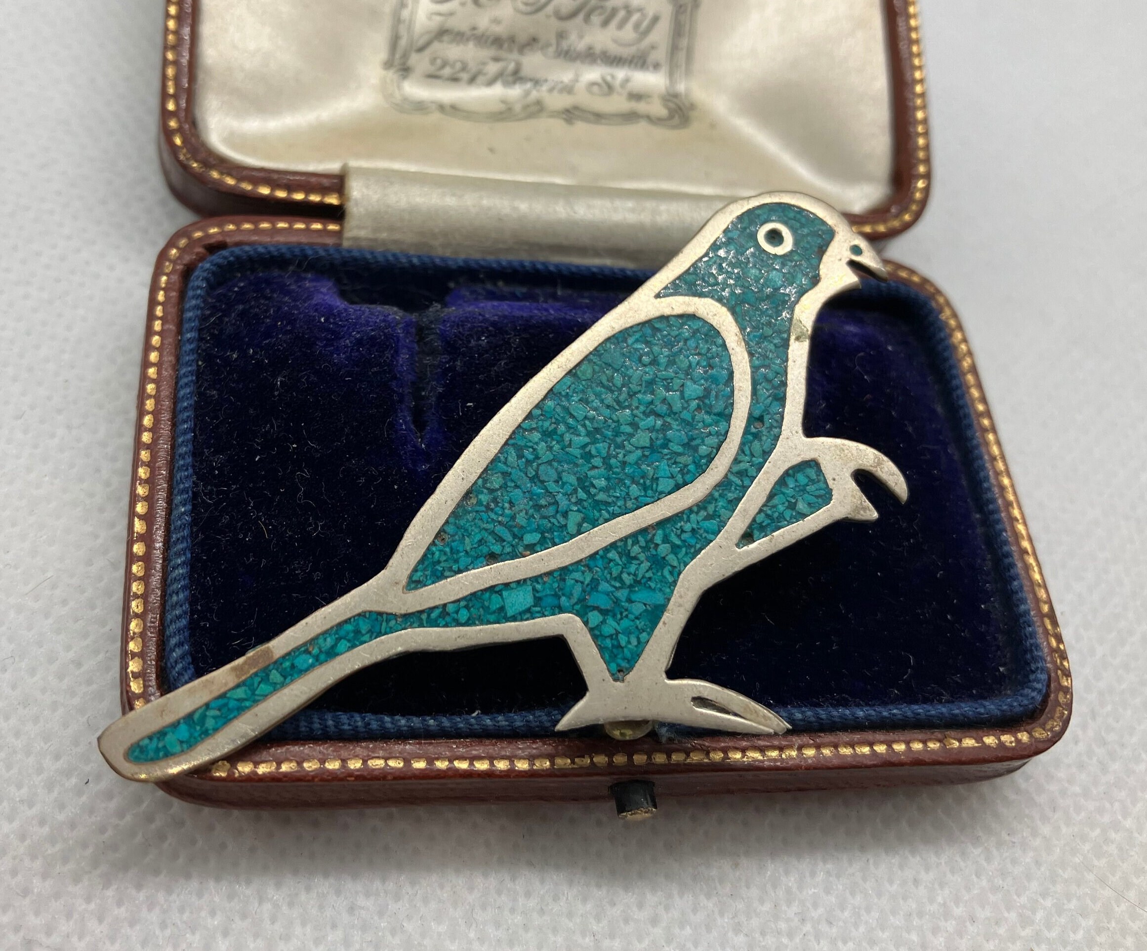 Vintage 1960s Large Blue and Silver Parrot Brooch - Etsy
