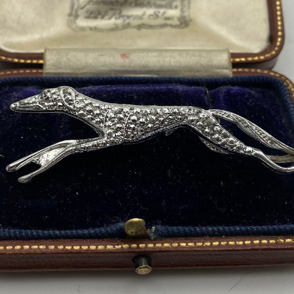 Vintage 1950s Charles Horner Staybrite greyhound dog brooch