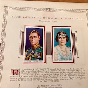 Vintage 1937 officieel kroningssouvenirboek koning George VI en koningin Elizabeth John Player sigarettenkaartenboek - compleet