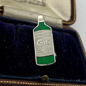 Vintage 2008 Tatty Devine begränsad upplaga Gilbert and George ginflaskbrosch - signerad
