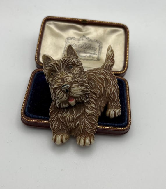 ヴィンテージ 節約 セルロイド ブローチ テリア ヴィンテージ