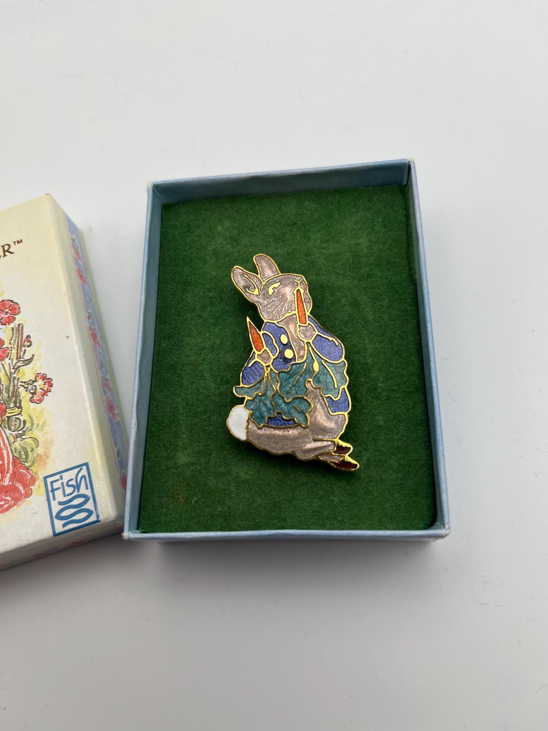 Vintage Beatrix Potter Peter Rabbit 22ct Gold Plated Brooch Mint in Box ...