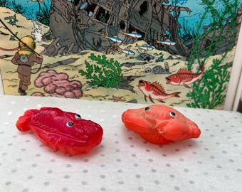 Vintage 1940s Japanese celluloid lobster and crab toys - fairground prizes