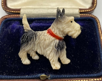 Vintage 1950s celluloid Scottie dog Scottish Terrier brooch