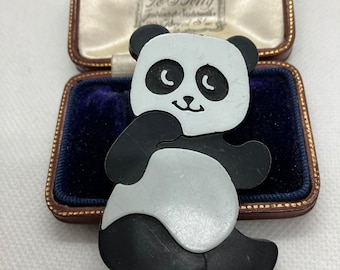 Vintage 1973 signed Avon large panda bear brooch