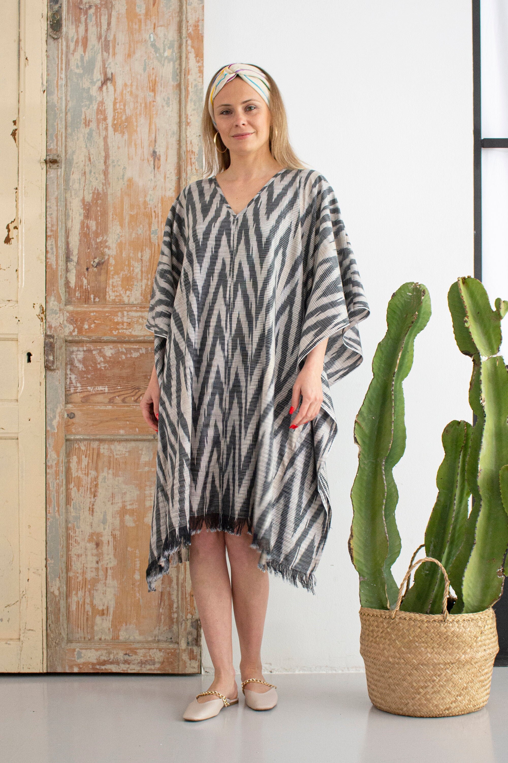 Kaftan dress Ikat Short Kaftan Cotton Kaftan Elegant Summer Etsy