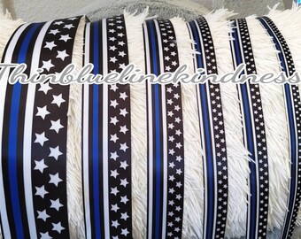 Blue Lives Matter 7//8/" Grosgrain Ribbon ~YOUR CHOICE Police Support 5 or 10