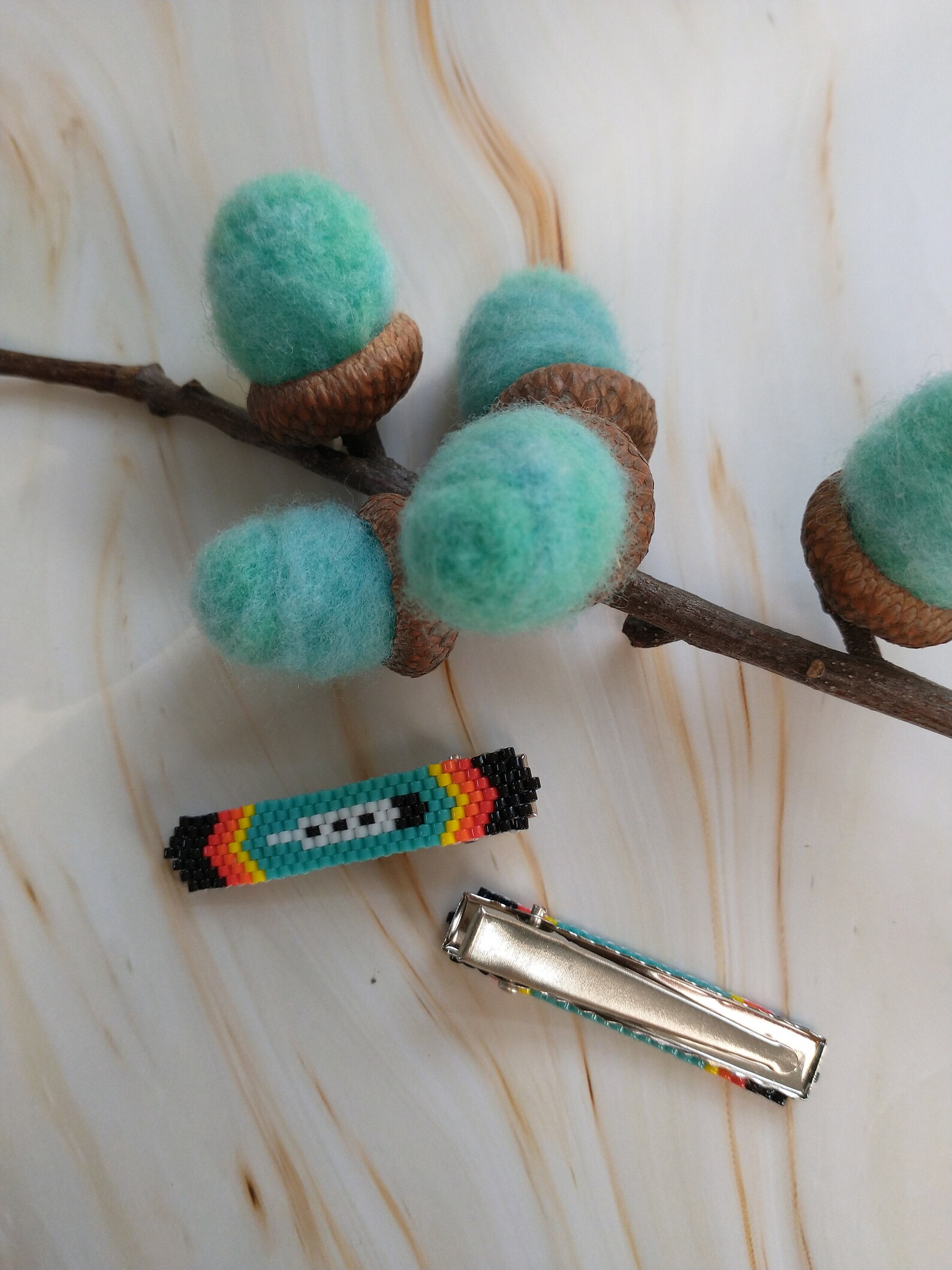 Beaded Alligator Hair Clips Set Feathers Designs 2 Color Etsy UK