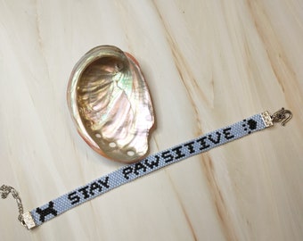 Stay Pawsitive beaded bracelet