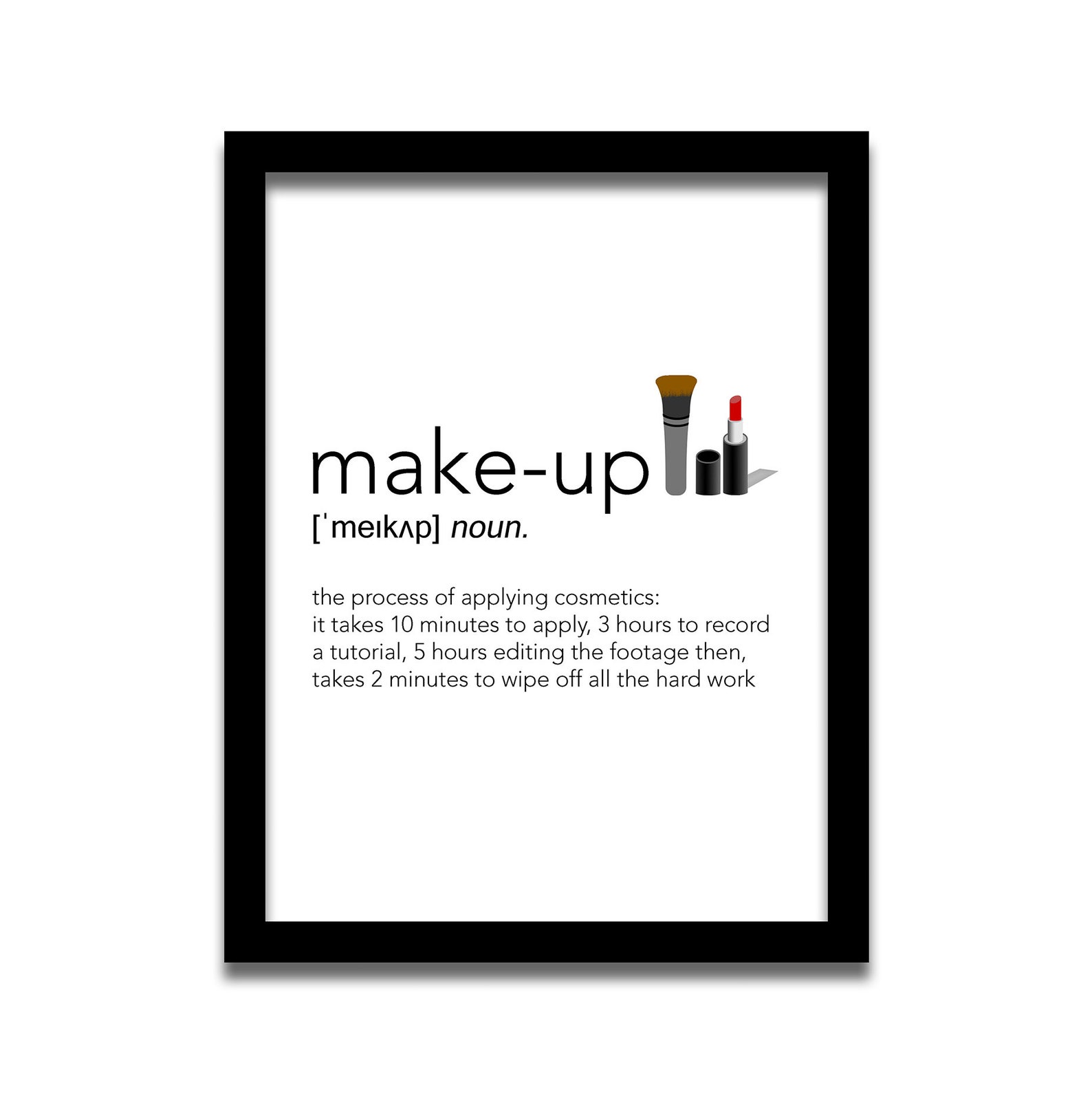 Make up Definition Framed Personalised Gift Definition Etsy