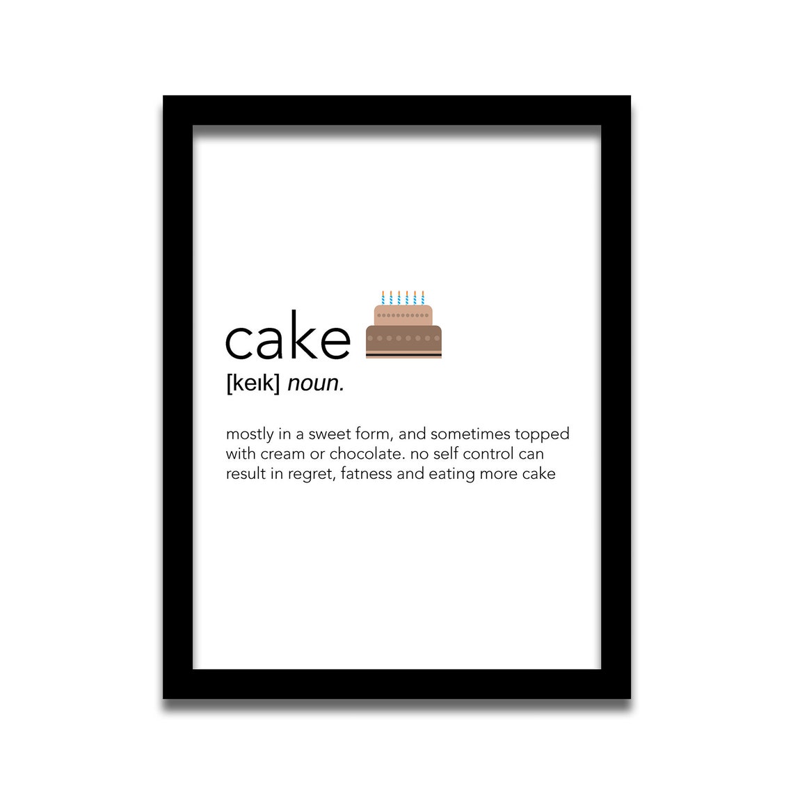 Cake Definition Framed Personalised Gift Definition Etsy