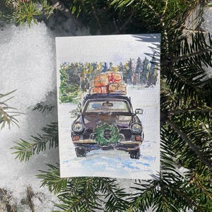 Cartão de Natal - Cartão postal de arte festiva - Cartão de Natal em aquarela com design exclusivo Arte original Cartão de arte Pequeno presente colecionável