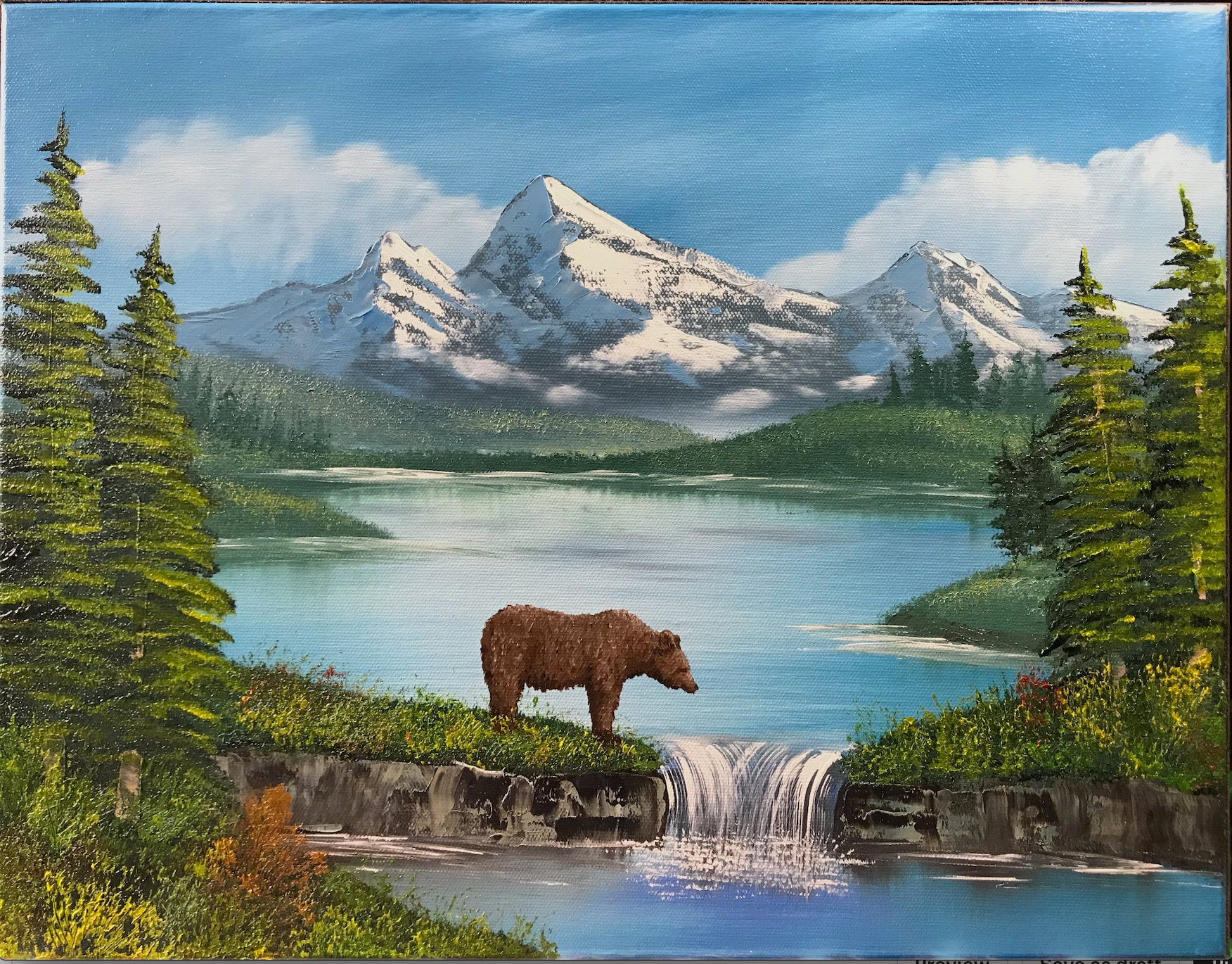 Original Oil Painting 'The Bear' Bob Ross Style Etsy