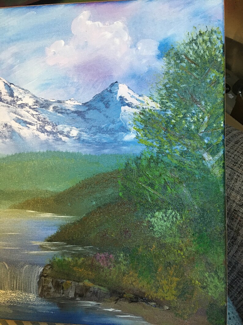 Bob Ross Style Original Oil Painting 'serene Waters' Etsy