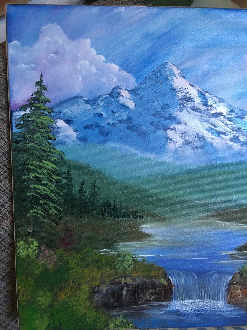 Bob Ross Style Original Oil Painting 'serene Waters' Etsy
