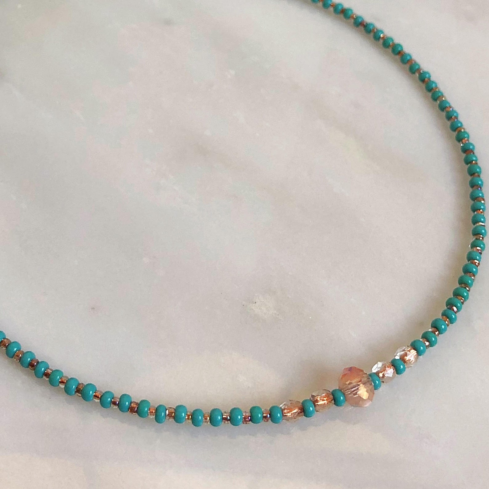 Turquoise beaded necklace Turquoise seed bead necklace | Etsy