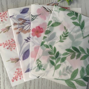 Set of 10 Watercolour Botanical Translucent Envelopes | Vellum Envelopes | Semi Transparent Envelopes