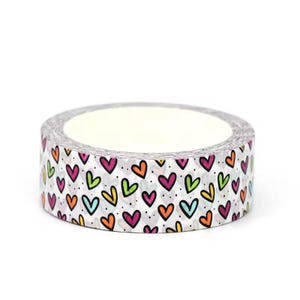 Cute Hearts Washi Tape | Colourful Love Hearts Washi Tape 15 mm x 10 m