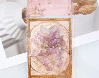 20 pcs Holographic Foil Butterfly PET Plastic Sticker Set