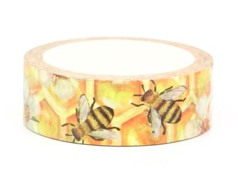 Bees and Beehive Washi Tape | Honeycomb Washi Tape 15 mm x 10 m