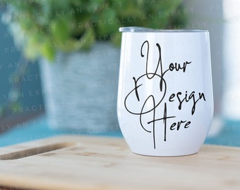 Photo Mockup - Wine Tumbler Dye Sublimation | Layered PSD + JPEG | Preset Warp | Smart Object | Easily add your own image.