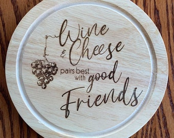 Wein & Käse Charcuterie Board Design: Laser geschnittener Vektor (Digitaler Download - SVG, PDF)